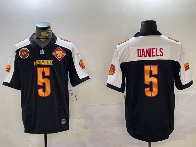 Men 2025 Washington Commanders #5 Daniels Black three generations Nike Limited NFL Jersey style 6->washington commanders->NFL Jersey